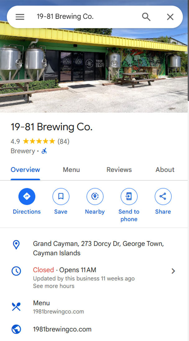 19-81 Brewing Co., Cayman Islands brewery.