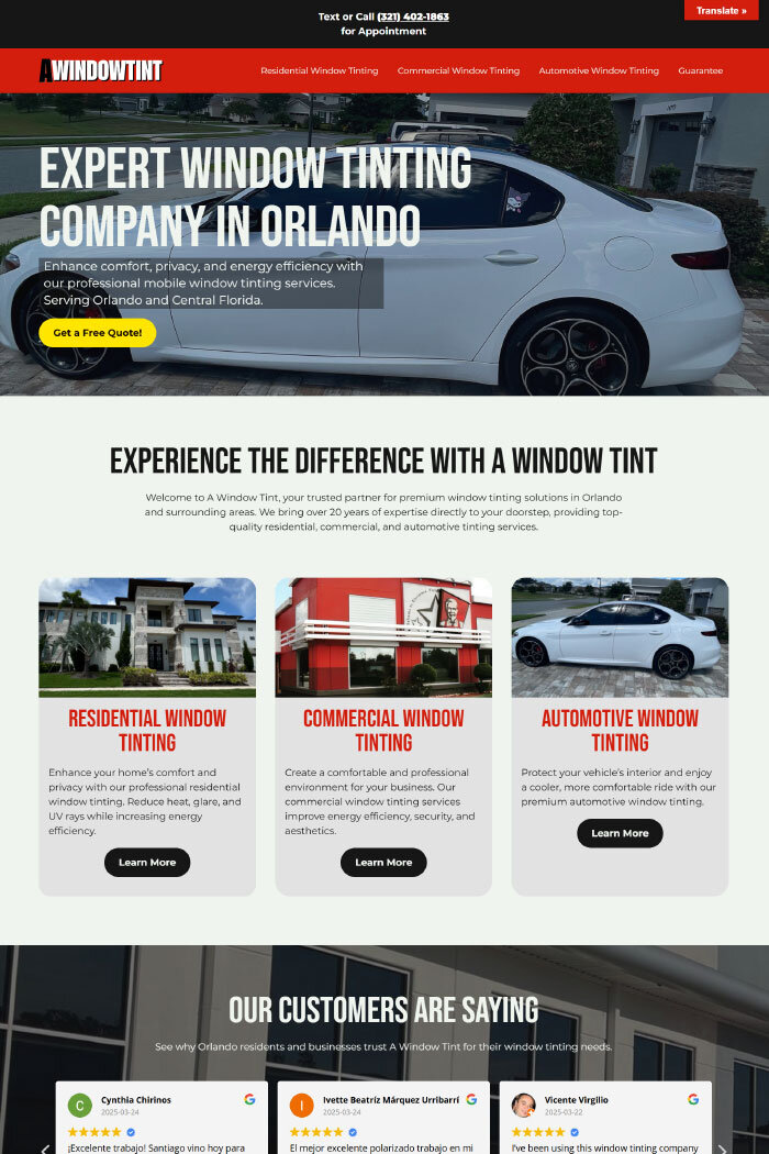 Orlando's expert window tinting services. Residential, commercial, & automotive tinting.