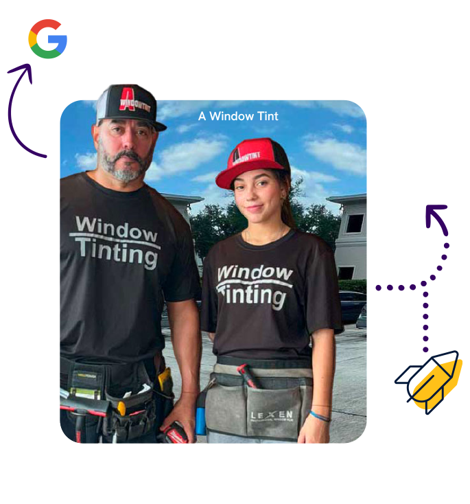 Window tinting team: father & daughter.