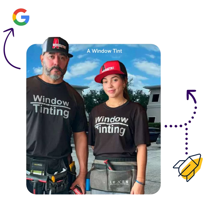 Window tinting team: father & daughter.