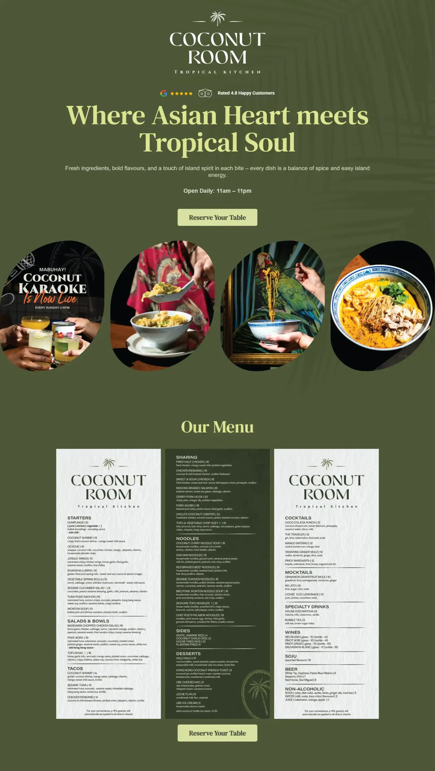 Trendy Restaurant Website Design for The Coconut Club in Grand Cayman